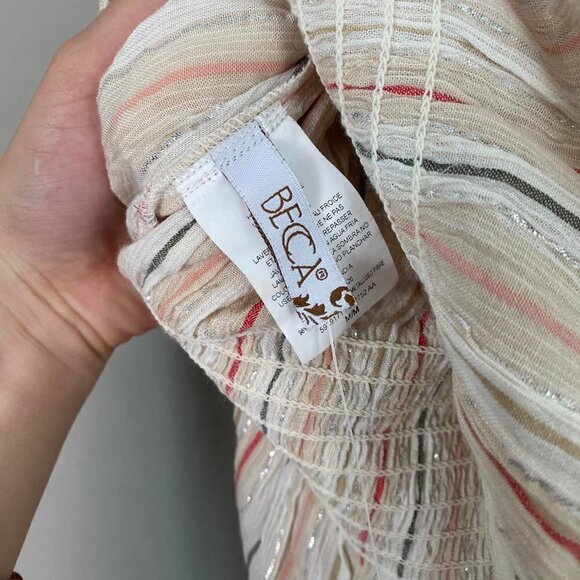 Becca cream stripe tassel mini dress nwt - Picture 6 of 8